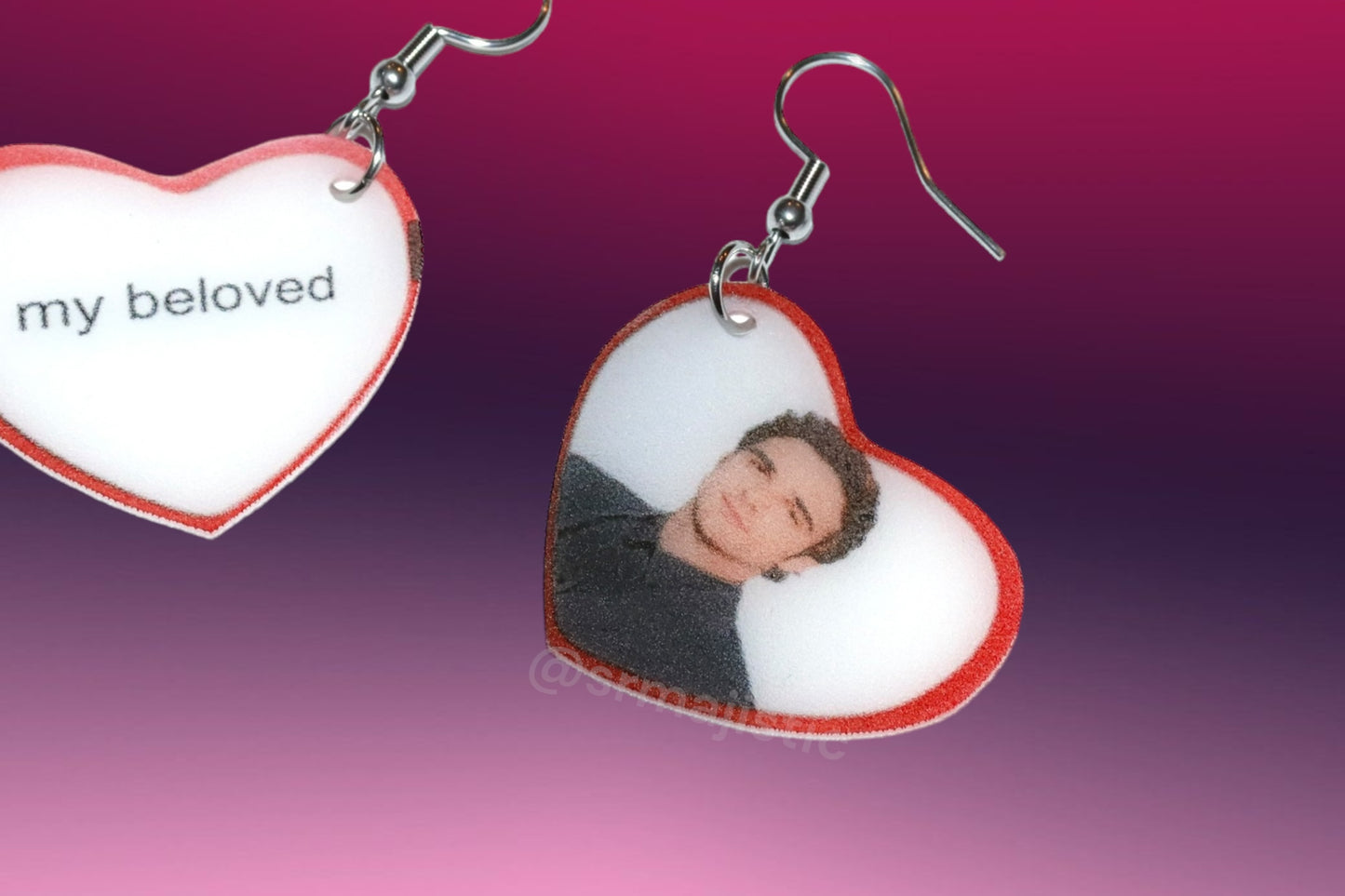 My Beloved Character Locket Hearts 2D detailed Handmade Earrings!