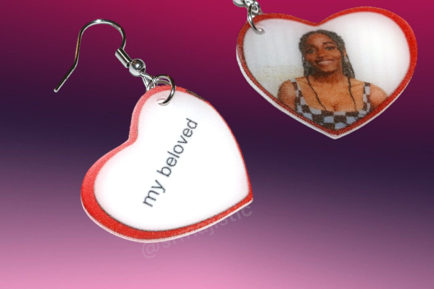 My Beloved Character Locket Hearts 2D detailed Handmade Earrings!