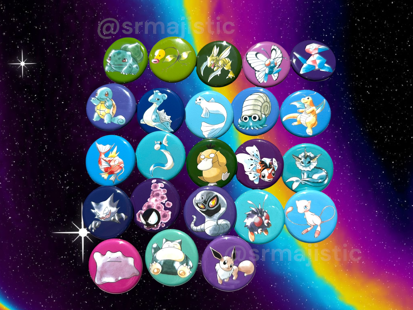 Vintage Original Art Style Pokemon Buttons!