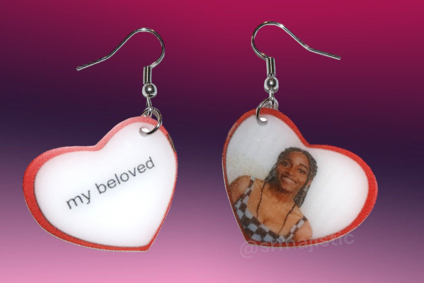 My Beloved Character Locket Hearts 2D detailed Handmade Earrings!