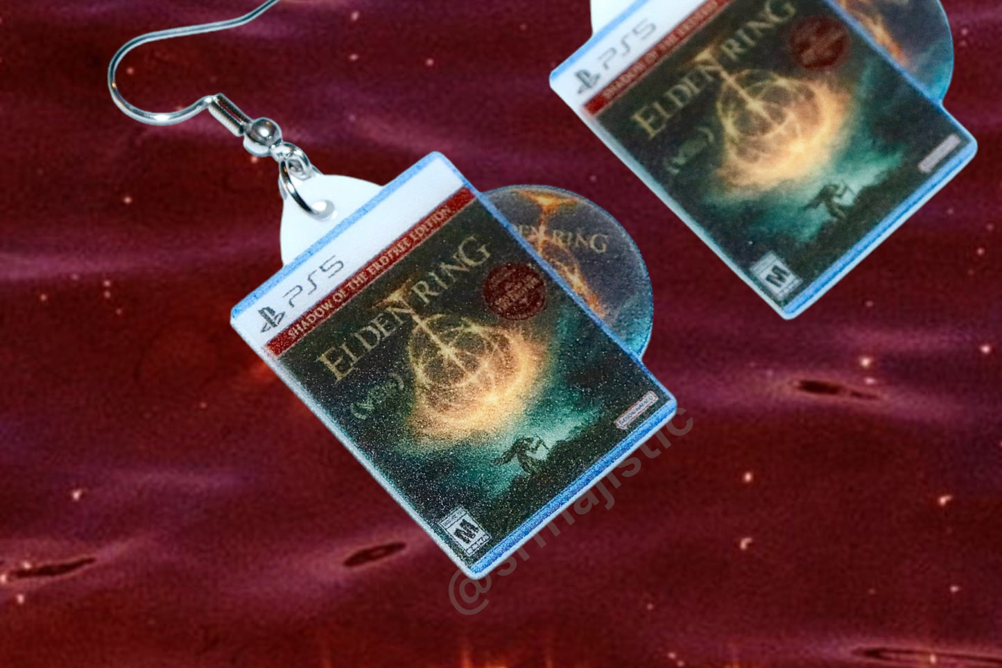 Elden Ring Shadow of the Erdtree PS5 Game 2D detailed Handmade Earrings!