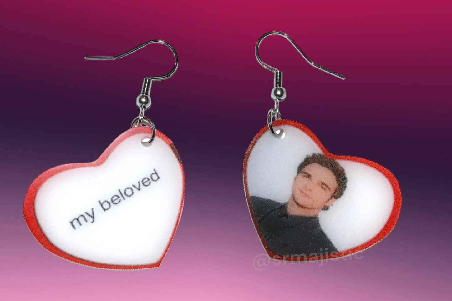 My Beloved Character Locket Hearts 2D detailed Handmade Earrings!