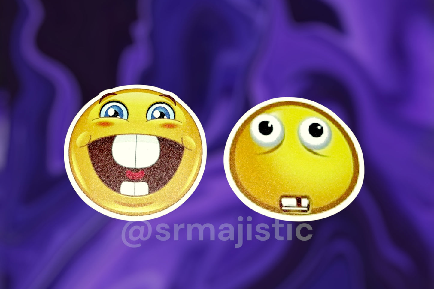 Buck Tooth Happy and Sad Emoji Meme Car Magnets