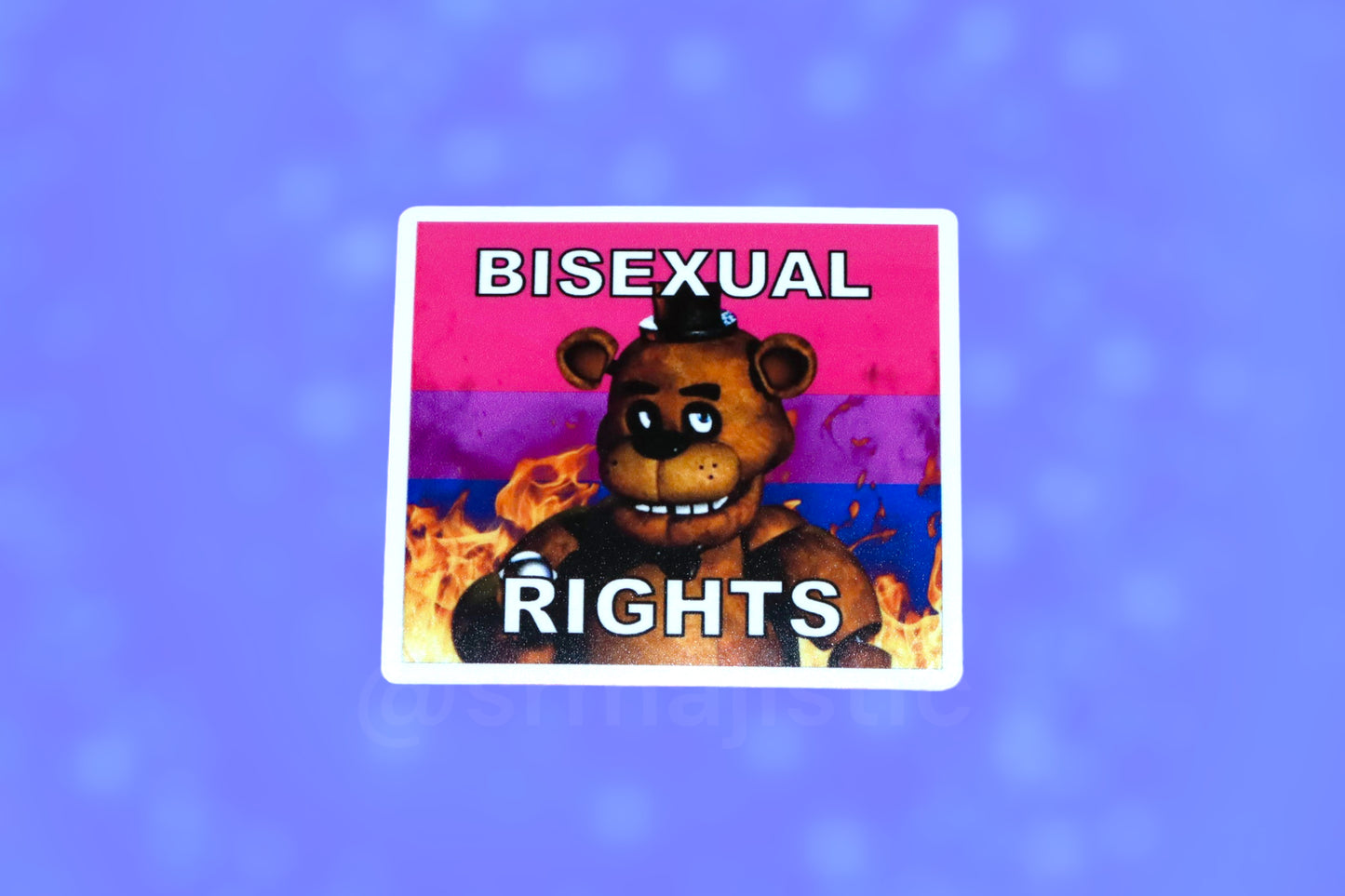Bumper Stickers of Freddy Fazbear from Five Nights at Freddy’s Flaming Pride Flags