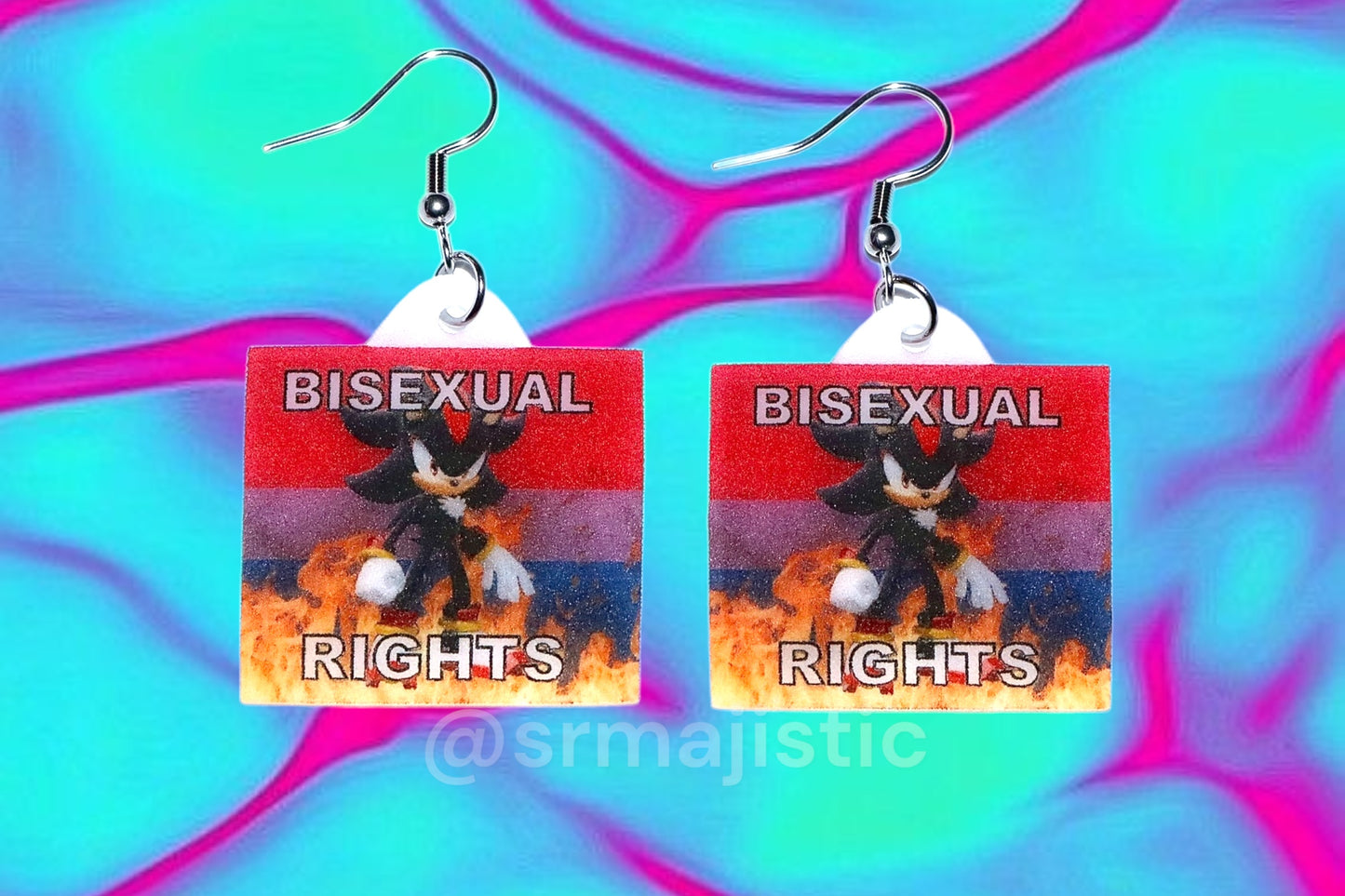 (READY TO SHIP) Shadow the Hedgehog Flaming Pride Flag Handmade Earrings!