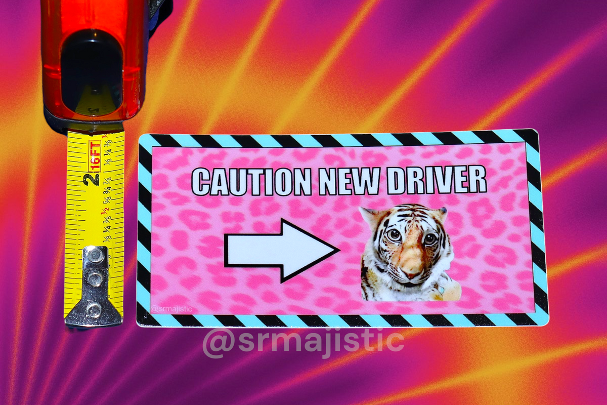 Giant Realistic Flying Tiger New Driver Meme Bumper Sticker