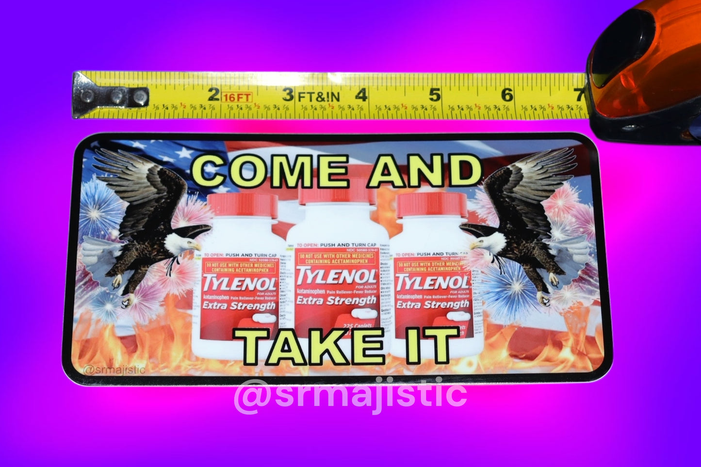 Come and Take it American Flag Tylenol Bumper Sticker