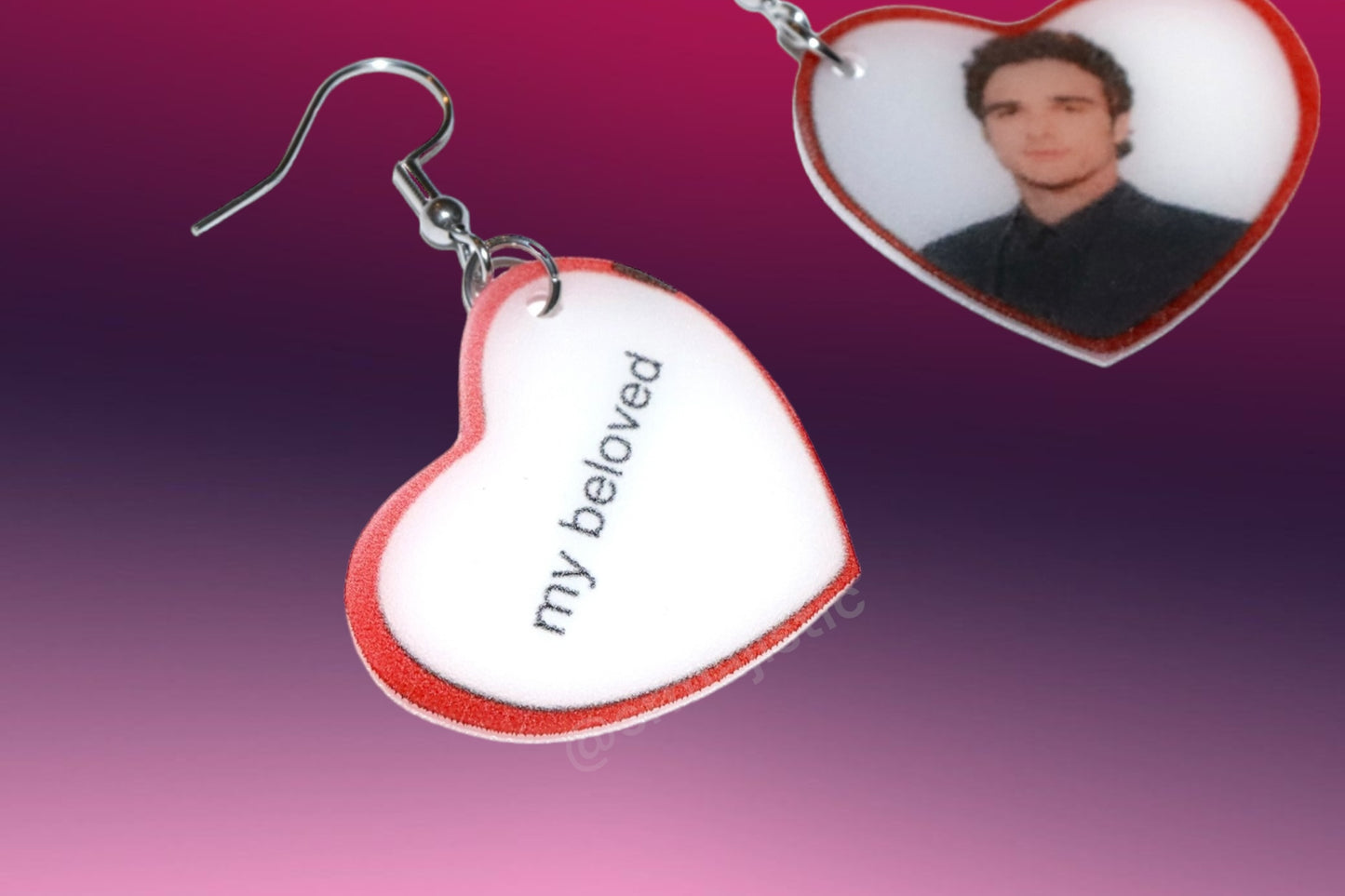 My Beloved Character Locket Hearts 2D detailed Handmade Earrings!