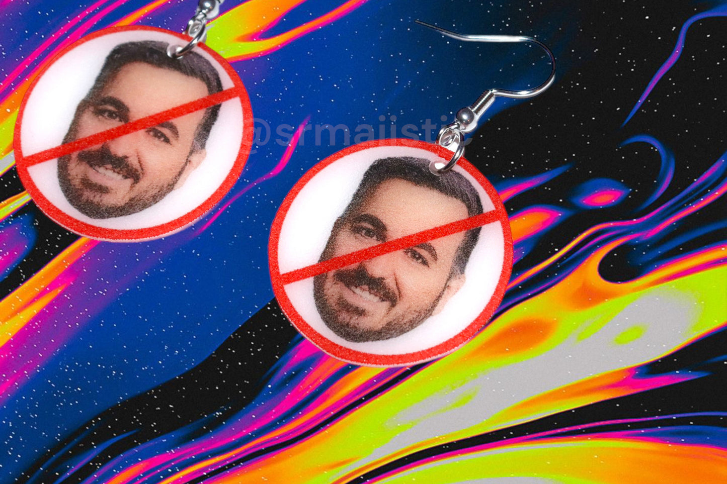 I Hate Brian ‘Q’ Quinn ‘No’ Symbol Impractical Jokers Funny Meme Handmade Earrings!