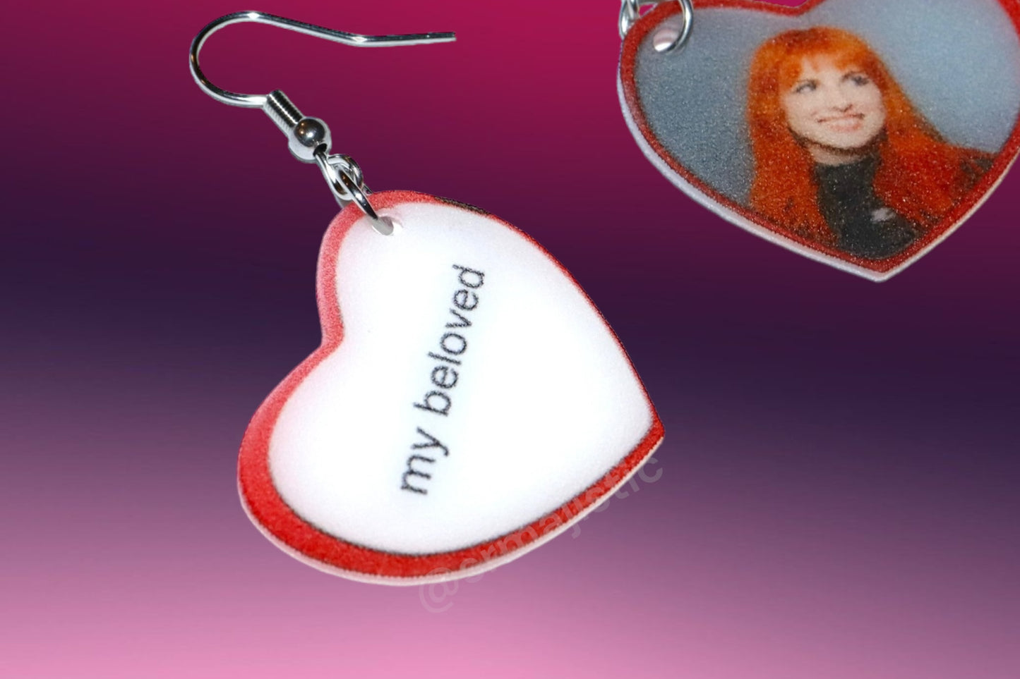 My Beloved Character Locket Hearts 2D detailed Handmade Earrings!