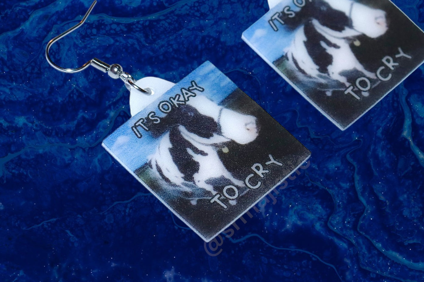 Its Okay to Cry Cow Meme Handmade Earrings!