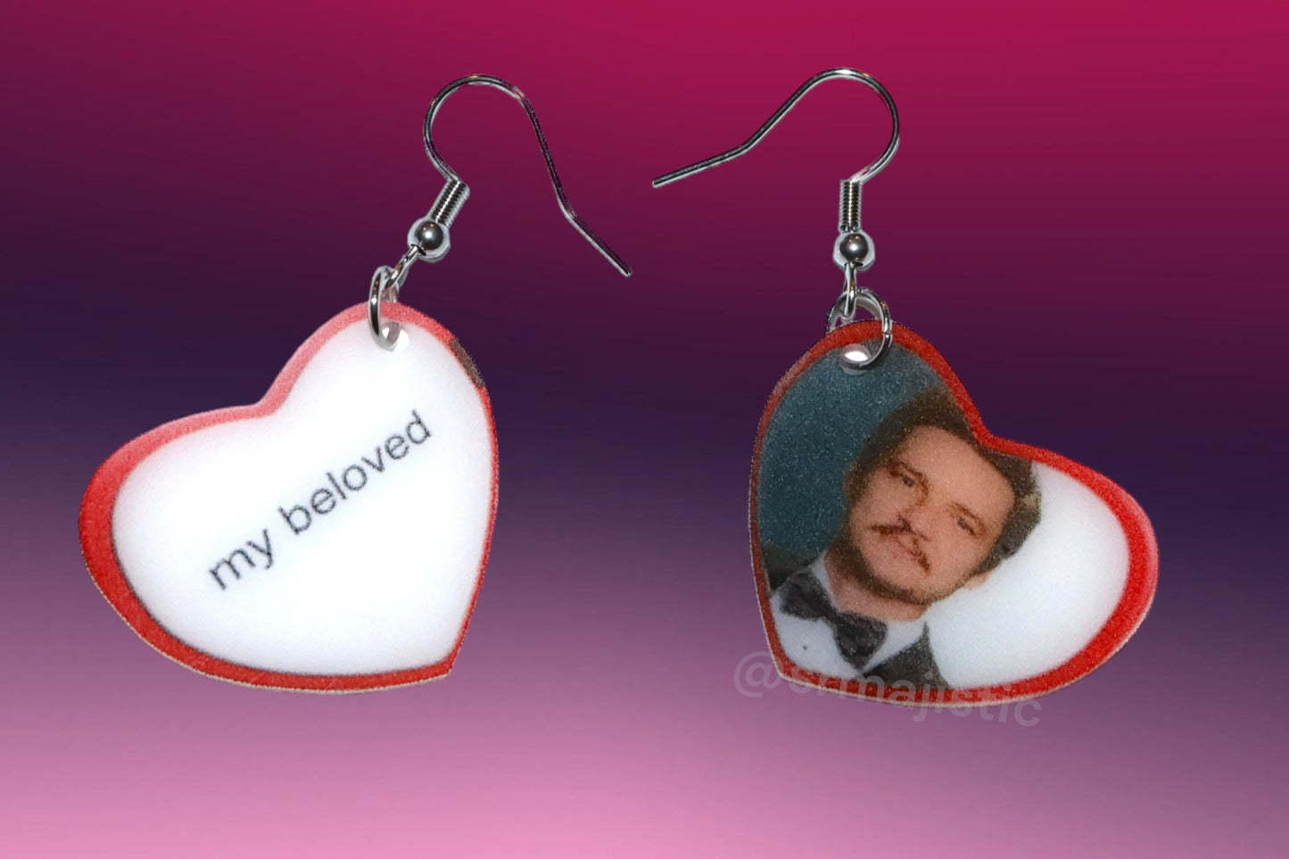 My Beloved Character Locket Hearts 2D detailed Handmade Earrings!