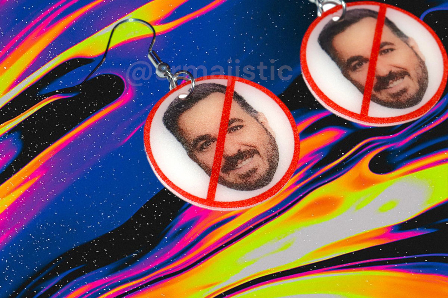 I Hate Brian ‘Q’ Quinn ‘No’ Symbol Impractical Jokers Funny Meme Handmade Earrings!