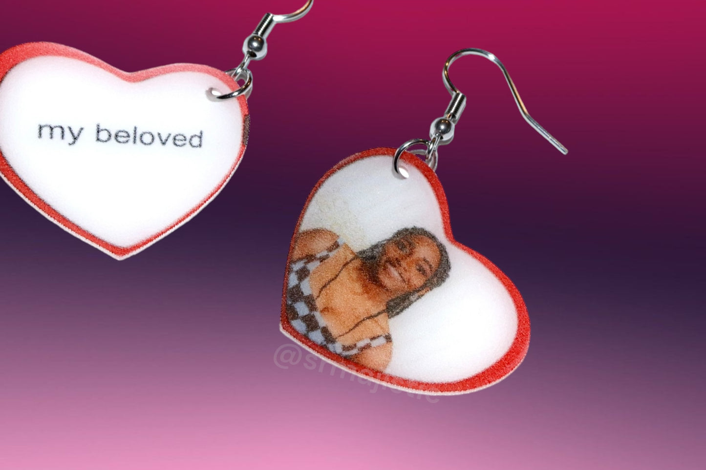 My Beloved Character Locket Hearts 2D detailed Handmade Earrings!
