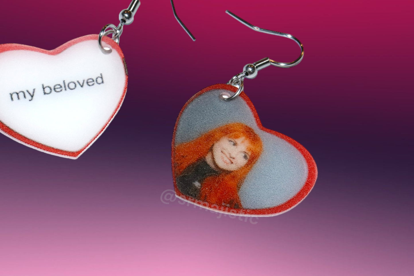 My Beloved Character Locket Hearts 2D detailed Handmade Earrings!