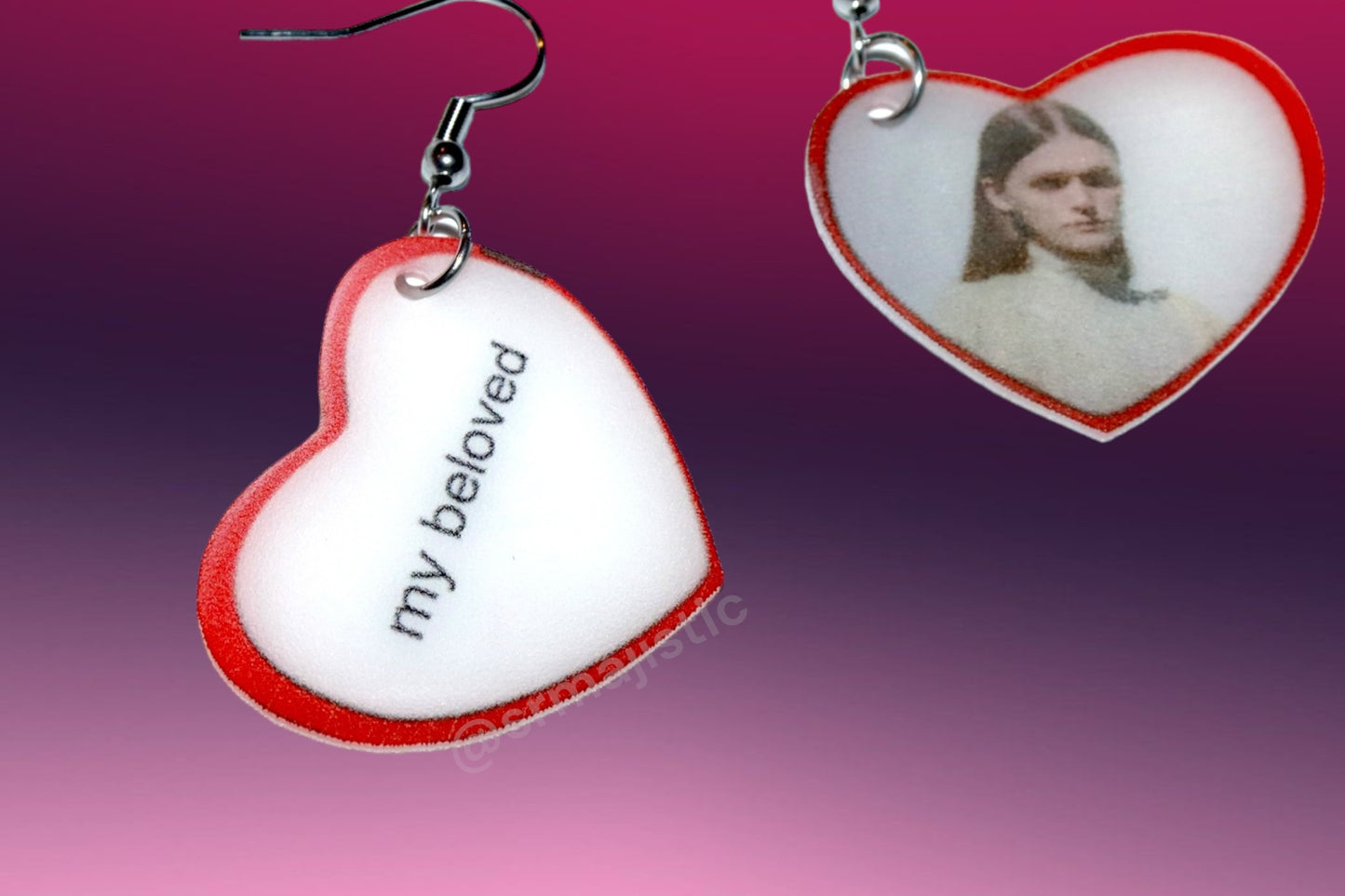 My Beloved Character Locket Hearts 2D detailed Handmade Earrings!