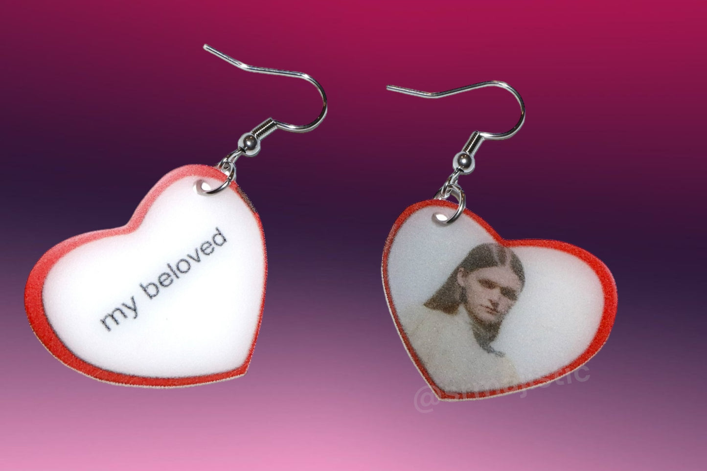 My Beloved Character Locket Hearts 2D detailed Handmade Earrings!
