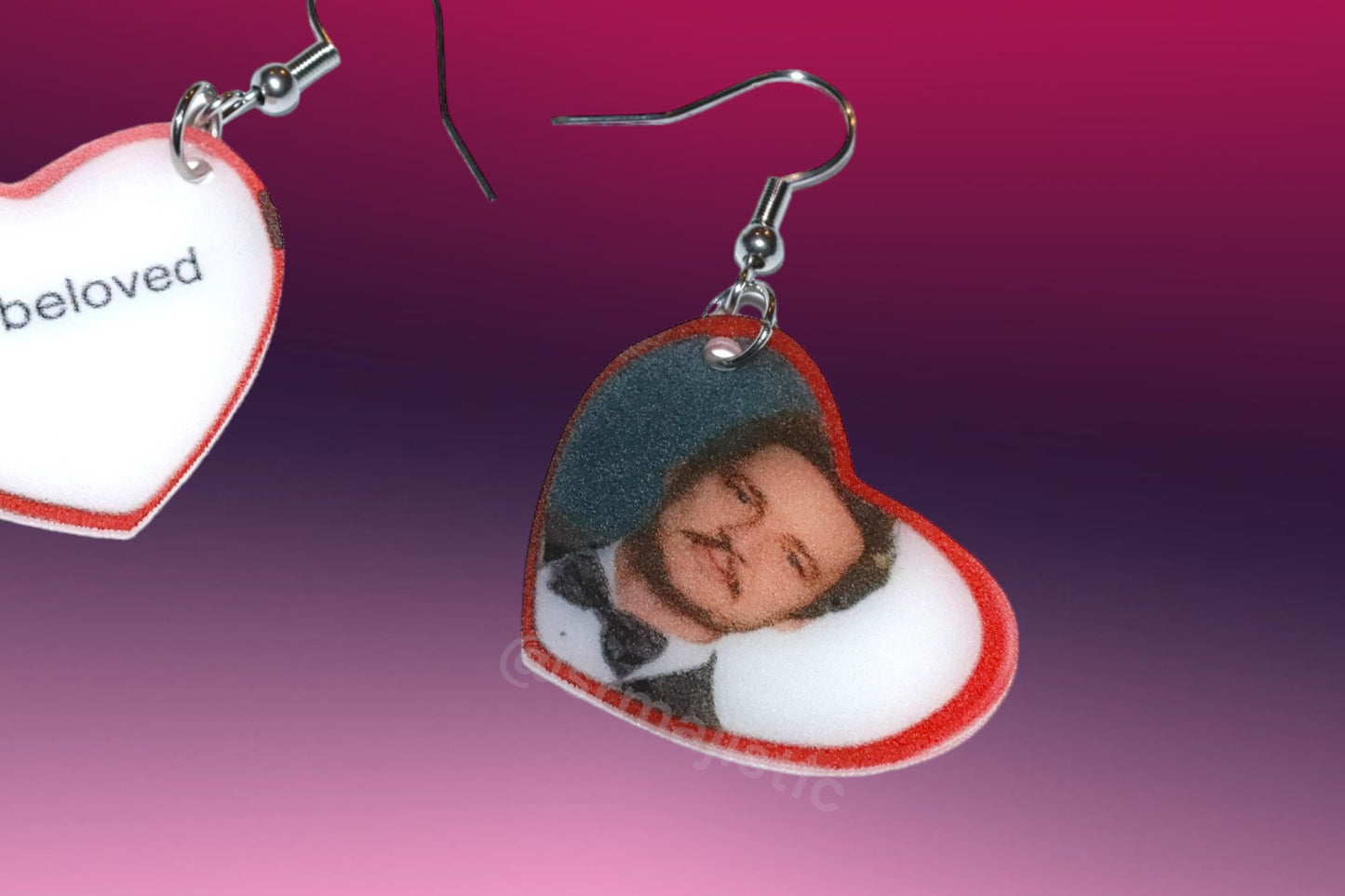 My Beloved Character Locket Hearts 2D detailed Handmade Earrings!