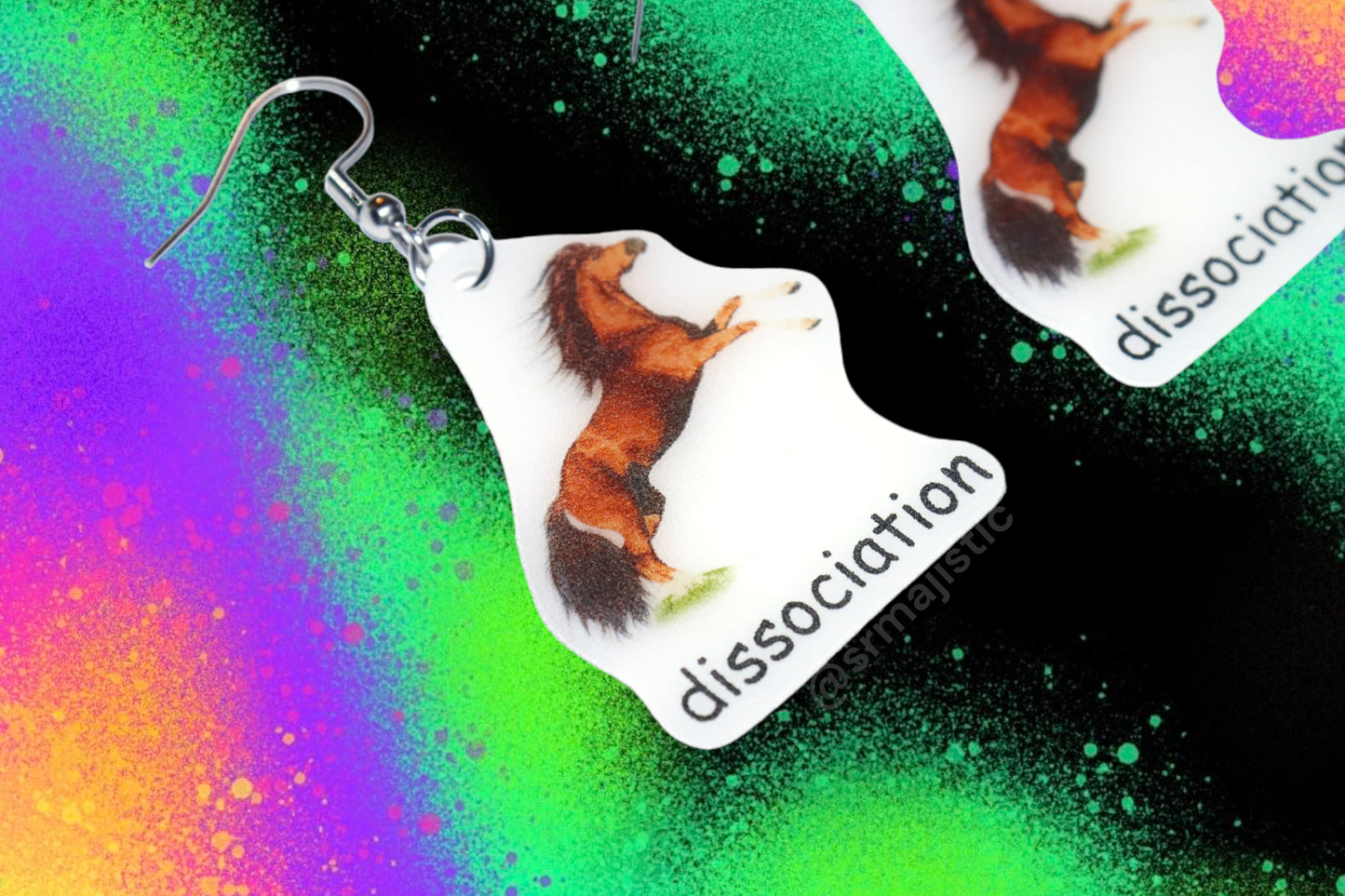 Dissociation Horse Meme Handmade Earrings!