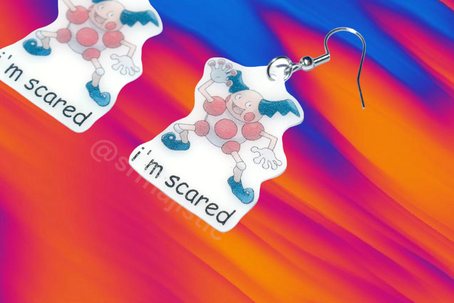 I’m Scared Mr. Mime Pokemon Meme Handmade Earrings!