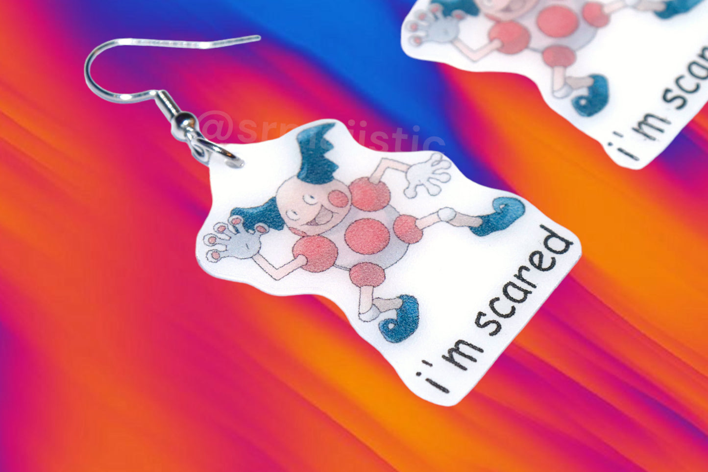 I’m Scared Mr. Mime Pokemon Meme Handmade Earrings!