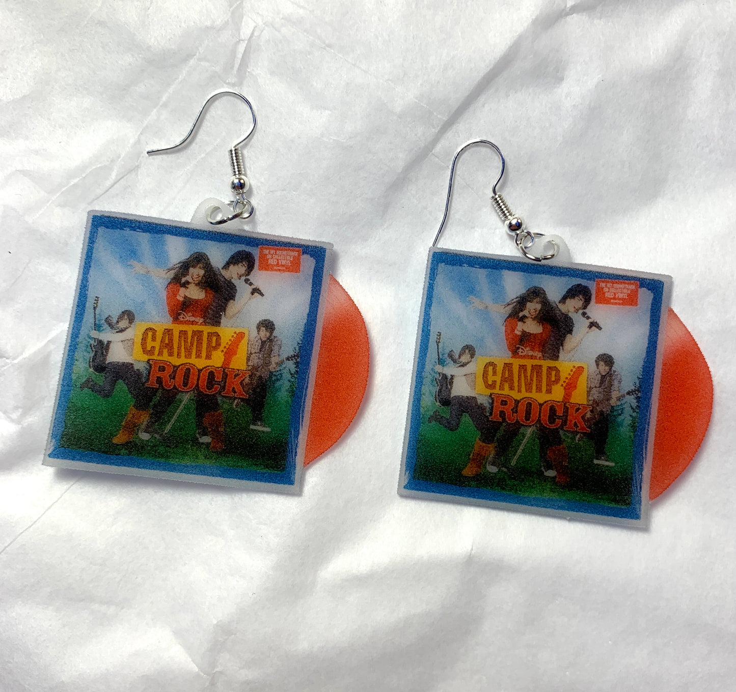 (READY TO SHIP) Camp Rock Movie Soundtrack Vinyl Album Handmade Earrings!