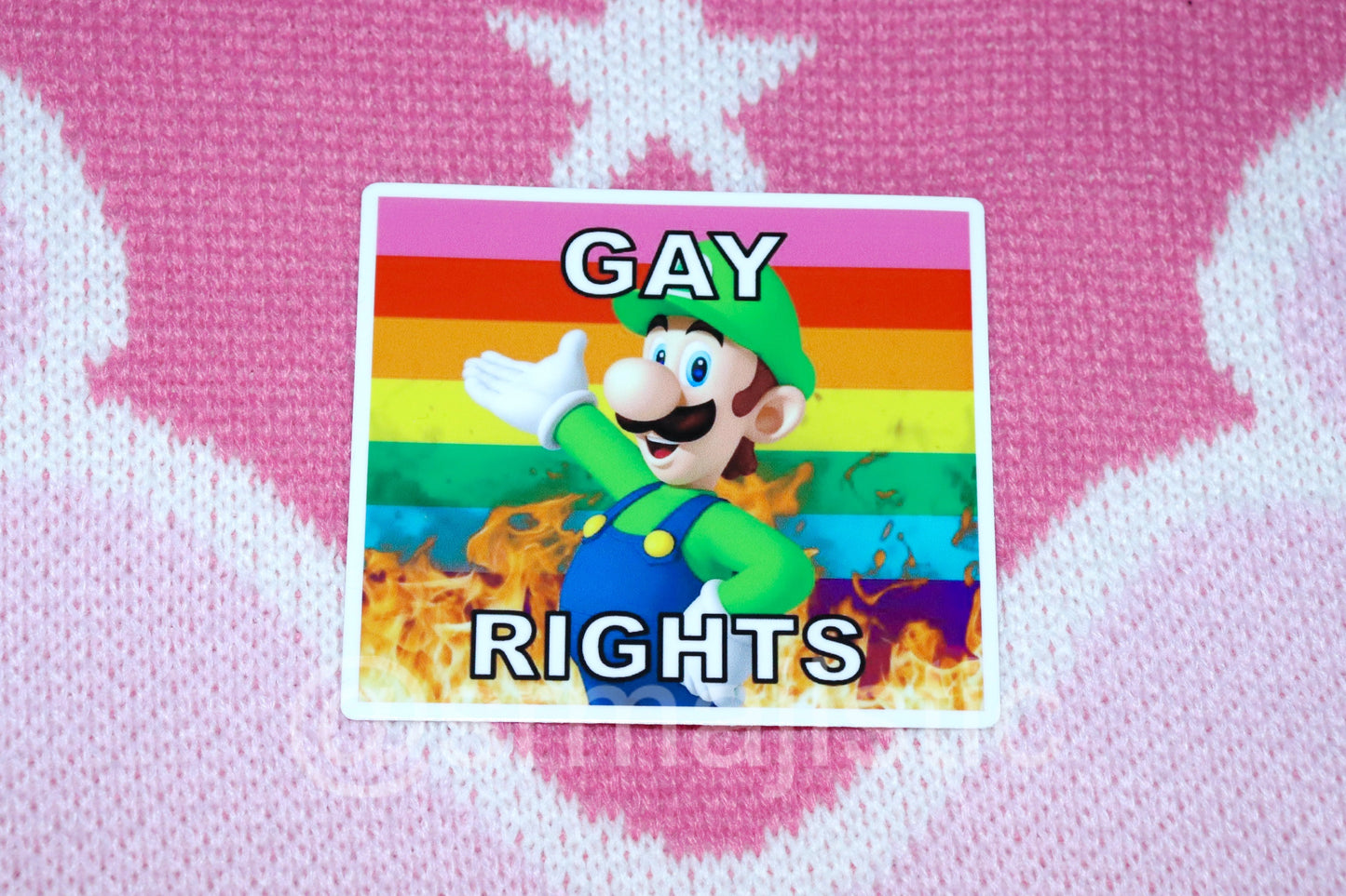 Luigi Flaming Pride Flag Bumper Stickers