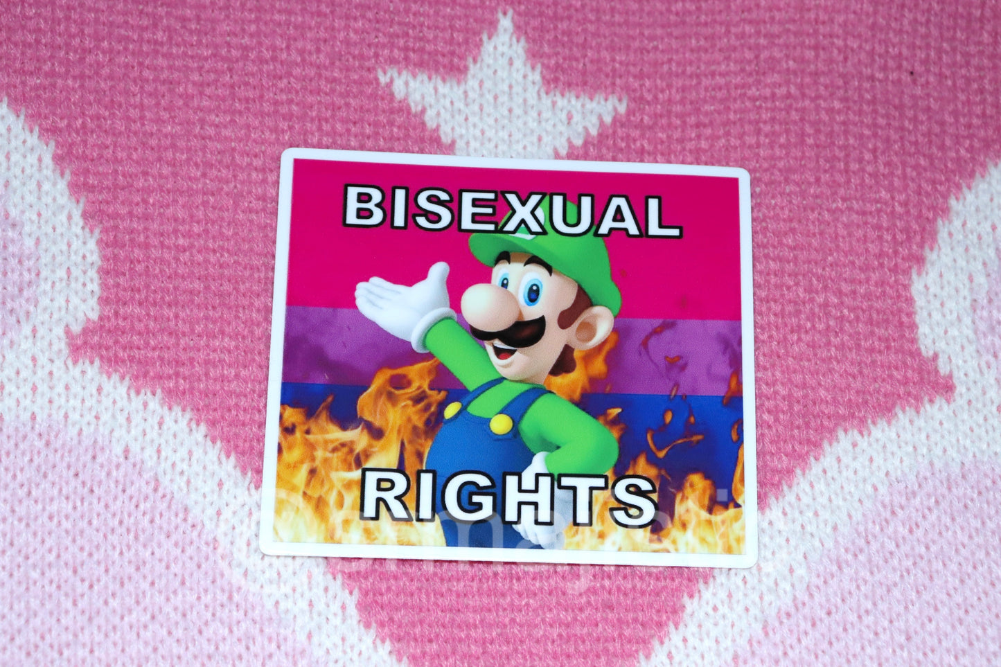 Luigi Flaming Pride Flag Bumper Stickers