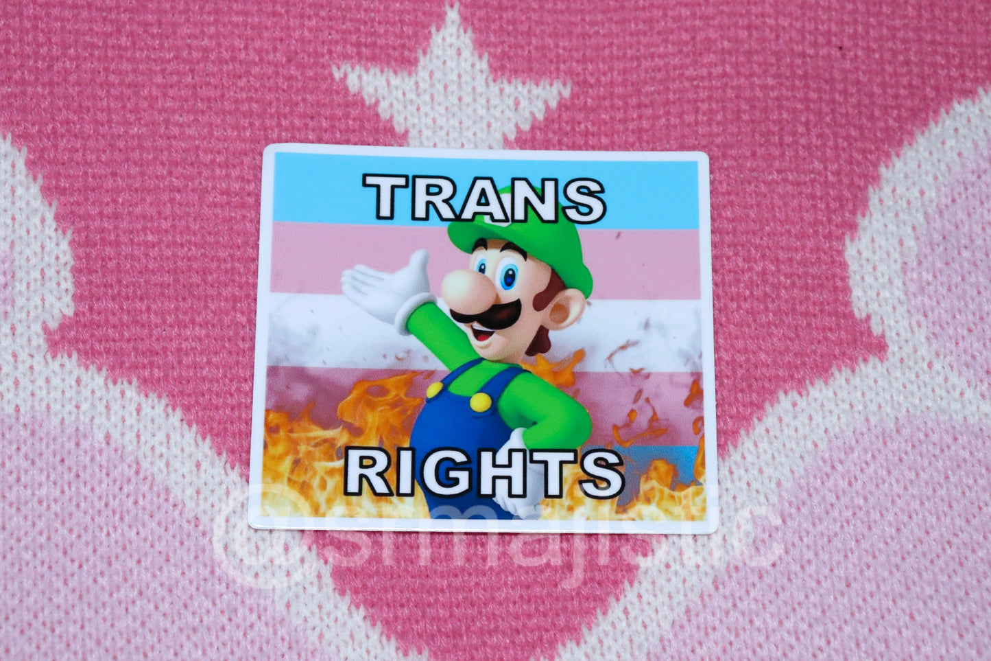 Luigi Flaming Pride Flag Bumper Stickers