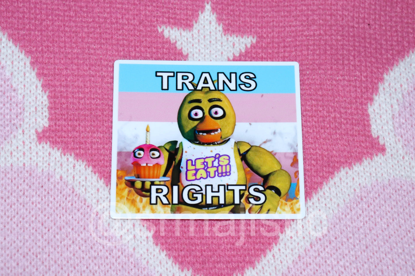Bumper Stickers of Chica from Five Nights at Freddy’s Flaming Pride Flags