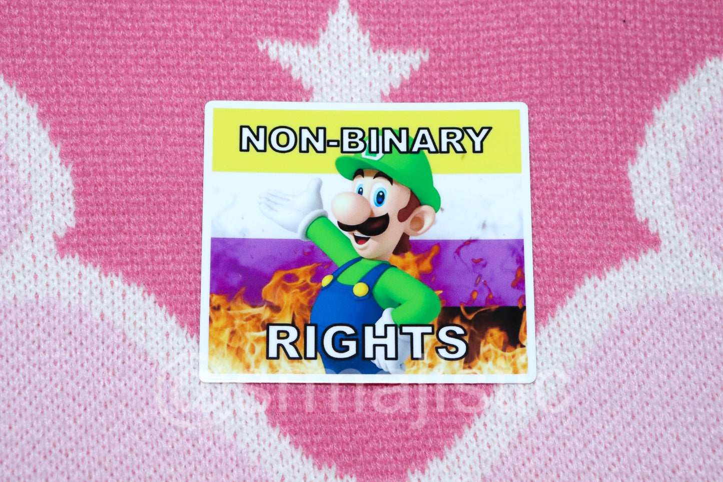 Luigi Flaming Pride Flag Bumper Stickers