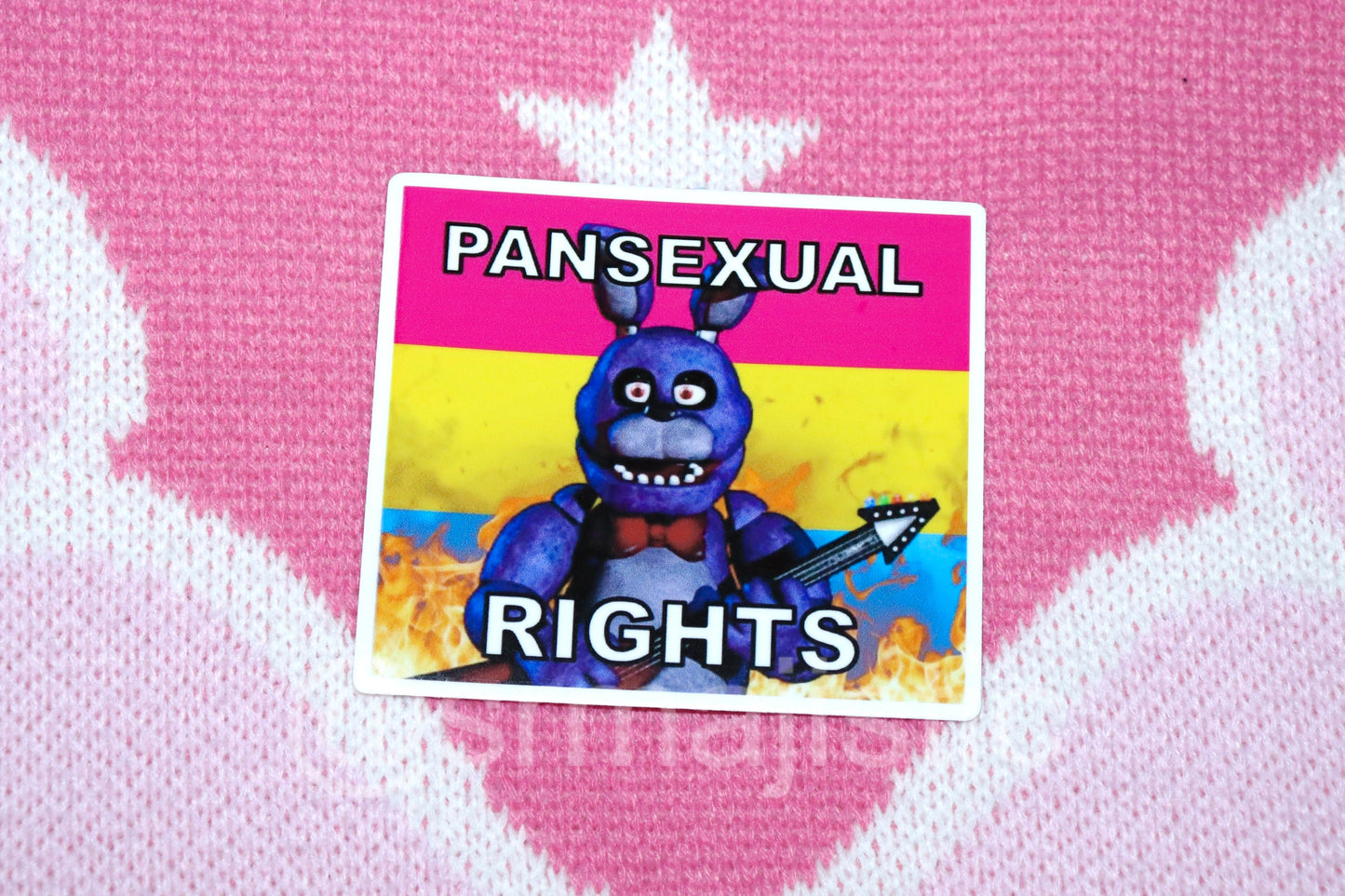 Bumper Stickers of Bonnie from Five Nights at Freddy’s Flaming Pride Flags