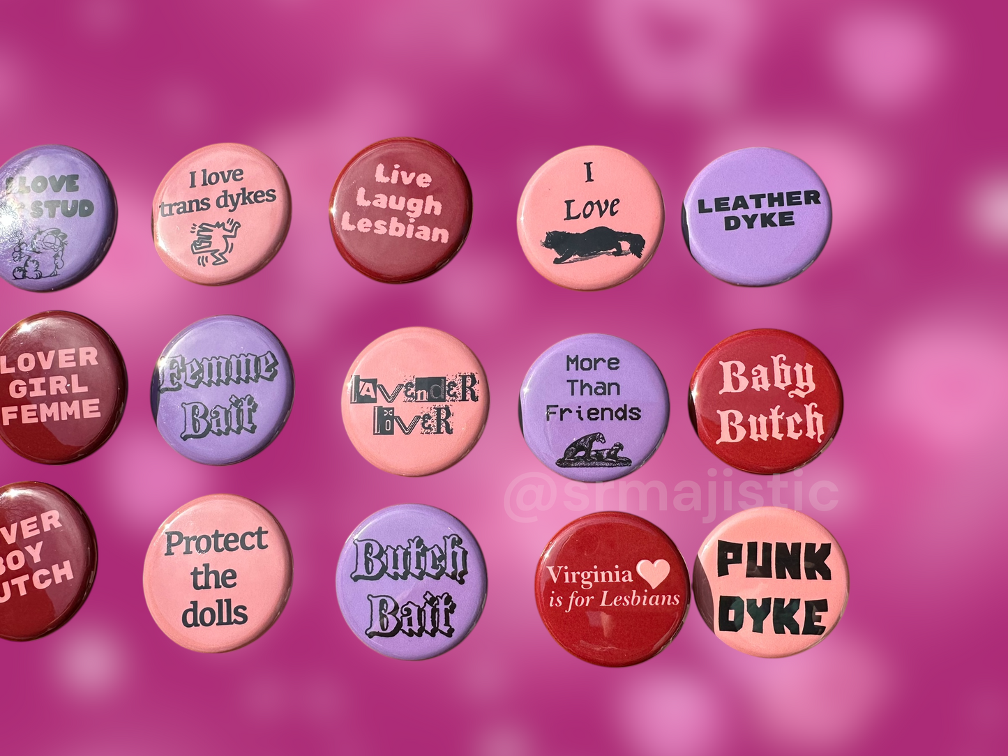 Samhearts Sapphic Lesbian Valentine's Day Buttons