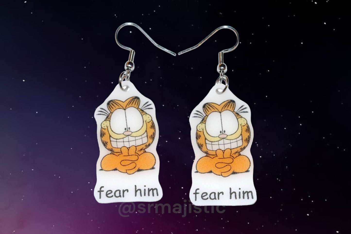 Garfield Fear Him Meme Handmade Earrings!