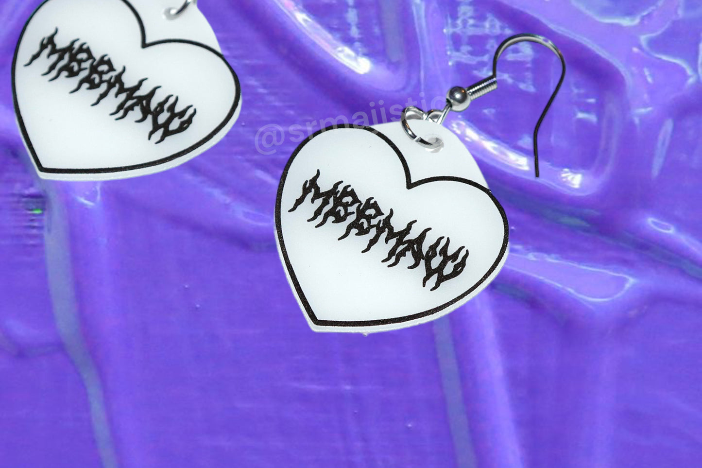 Stylized Meemaw Metal Font Heart Handmade Earrings!