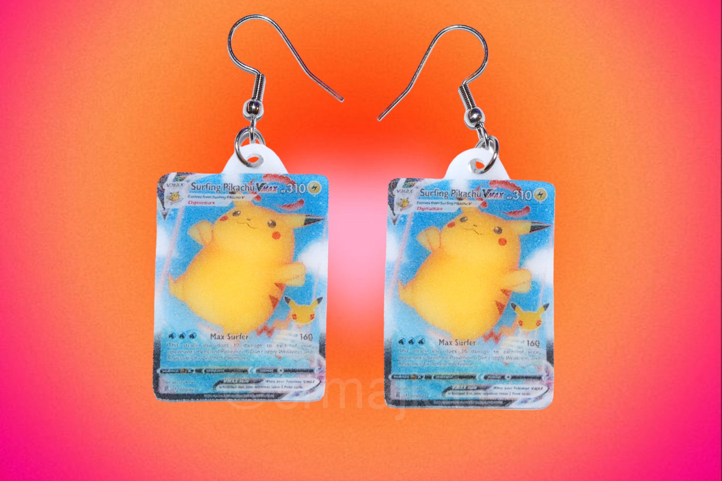 Collection of VMax Pikachu Pokémon Cards Handmade Earrings!