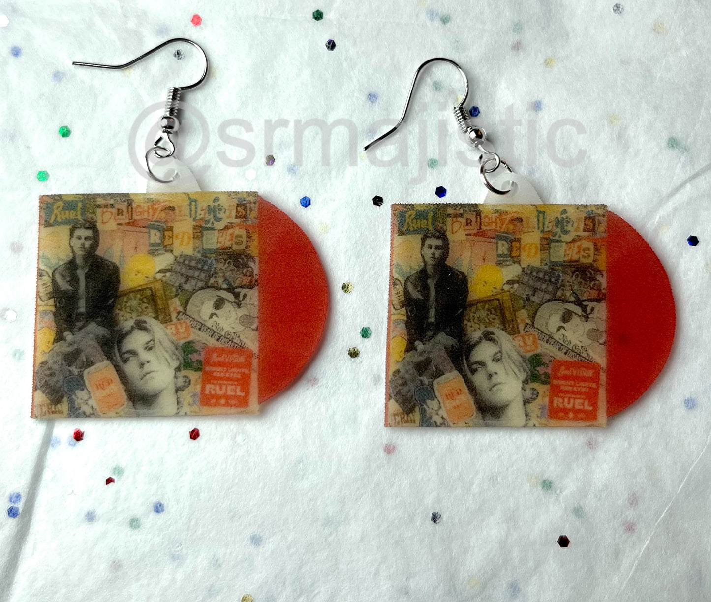 Ruel Bright Lights, Red Eyes Vinyl Album Handmade Earrings!
