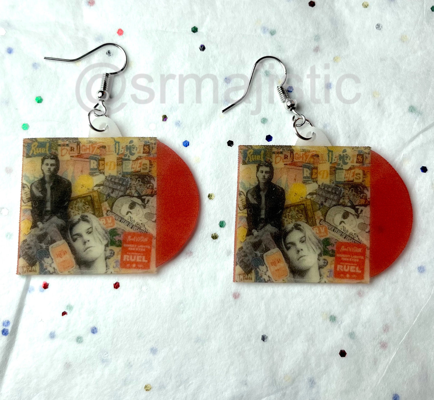 Ruel Bright Lights, Red Eyes Vinyl Album Handmade Earrings!