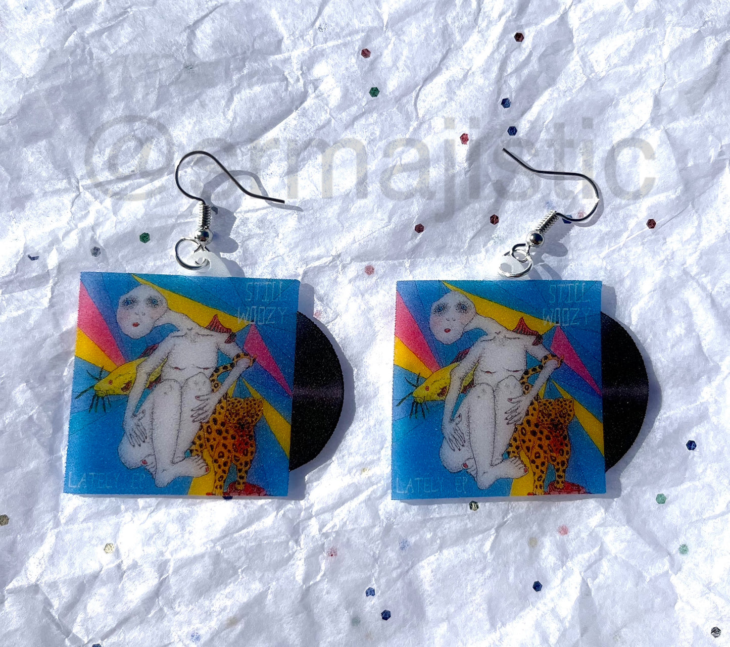 Still Woozy Lately EP Vinyl Album Handmade Earrings!