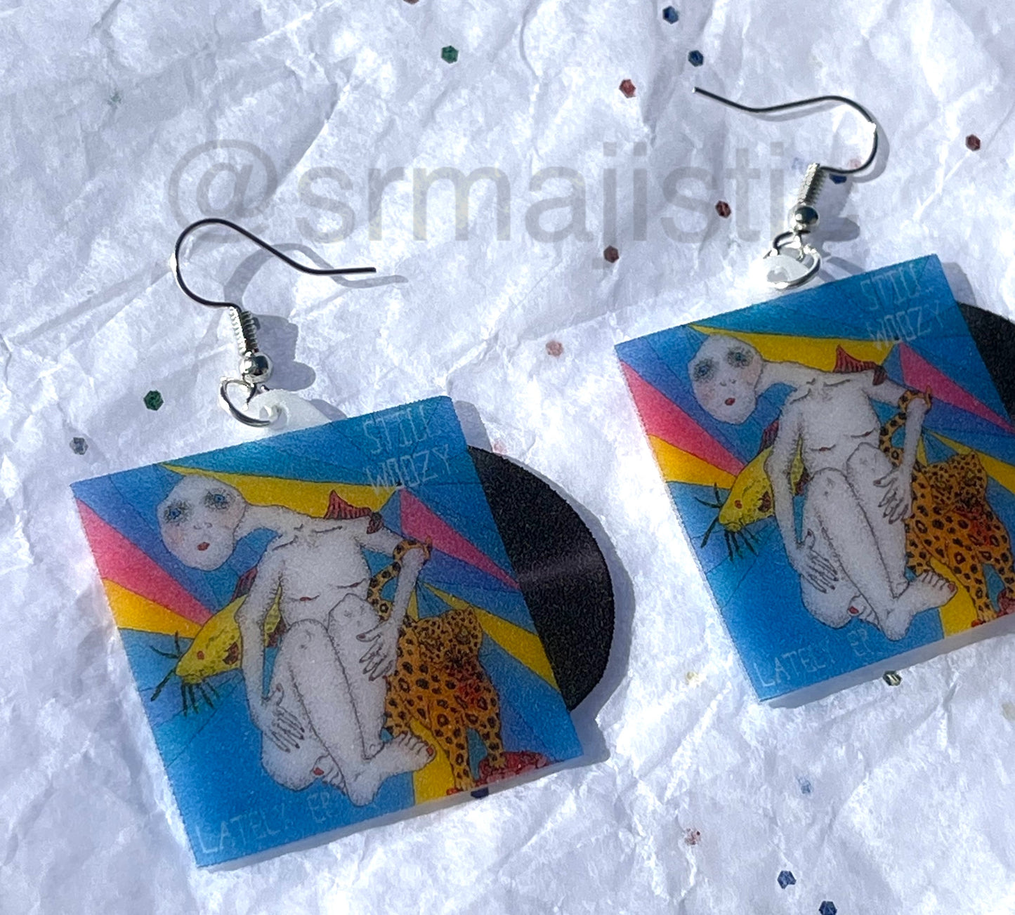 Still Woozy Lately EP Vinyl Album Handmade Earrings!