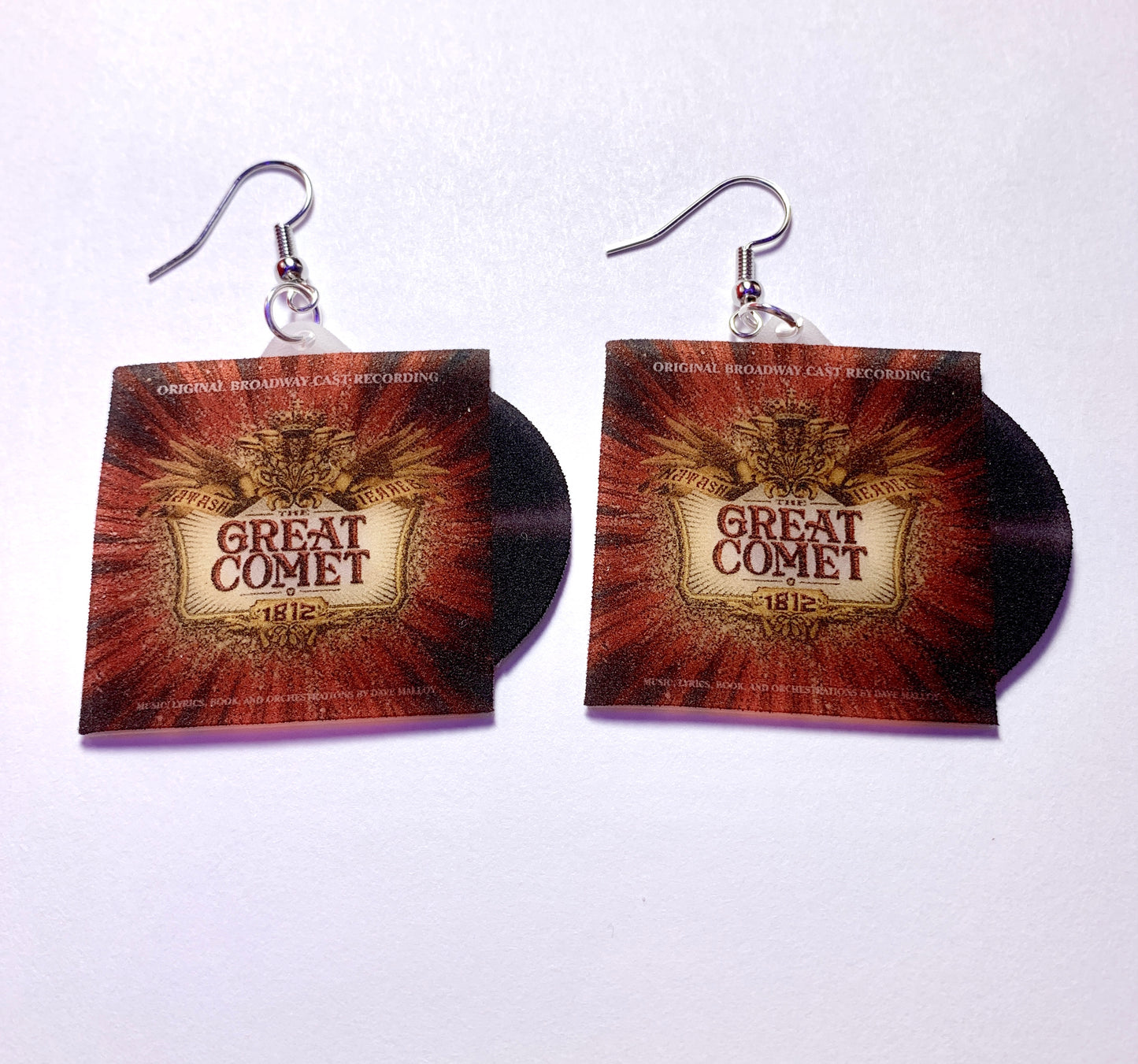 Natasha, Pierre, & the great comet of 1812 Movie Musical Soundtrack Vinyl Album Handmade Earrings!