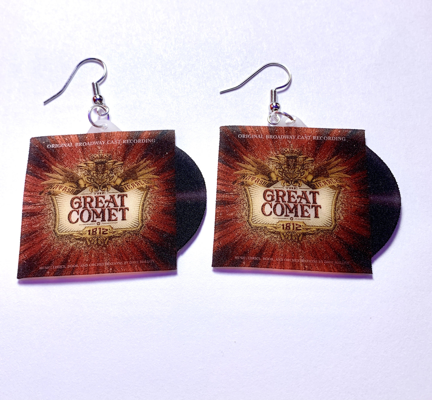 Natasha, Pierre, & the great comet of 1812 Movie Musical Soundtrack Vinyl Album Handmade Earrings!