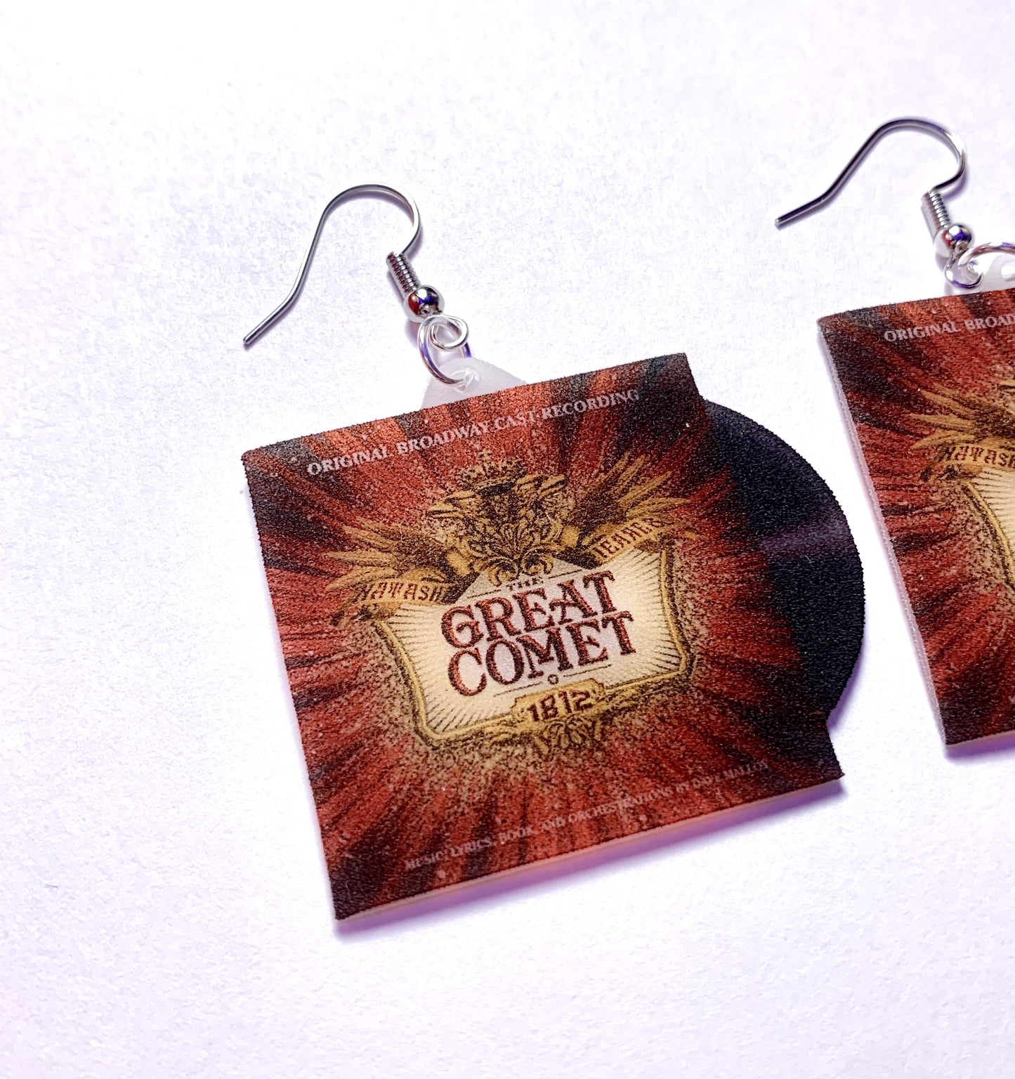 Natasha, Pierre, & the great comet of 1812 Movie Musical Soundtrack Vinyl Album Handmade Earrings!