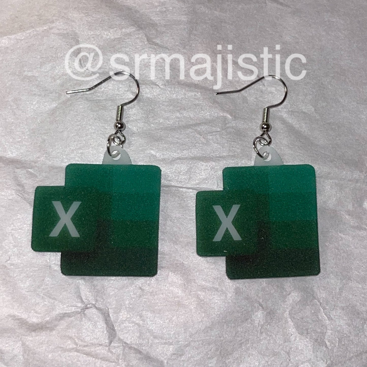 Microsoft Excel Icon Symbol 2D detailed Handmade Earrings!