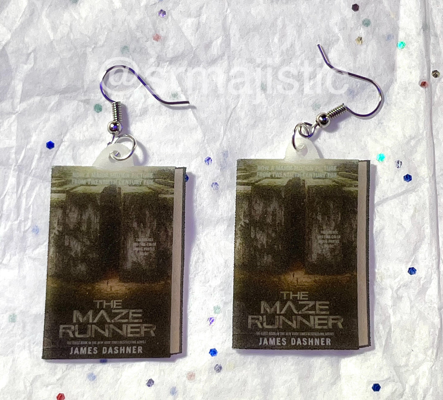 The Maze Runner Book Cover 2D detailed Handmade Earrings!