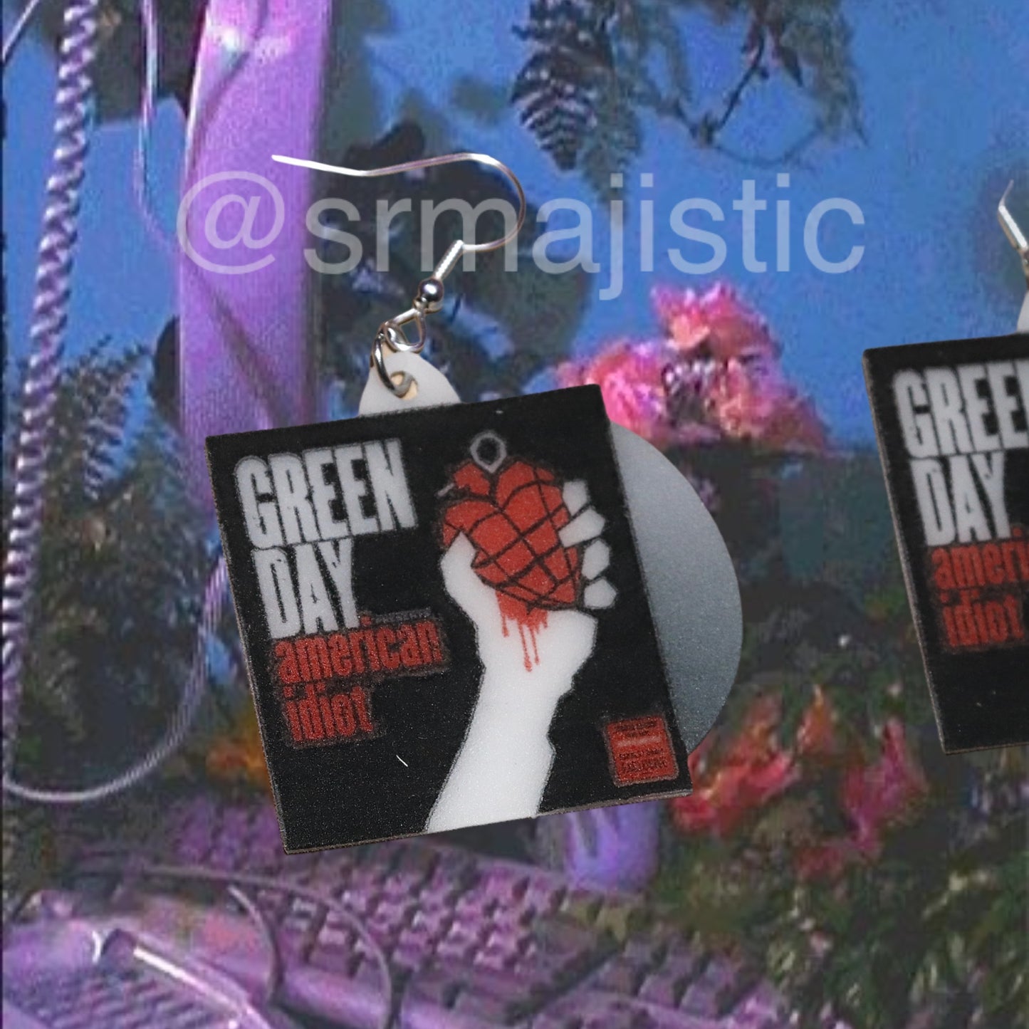 Green Day American Idiot Vinyl Album Handmade Earrings!