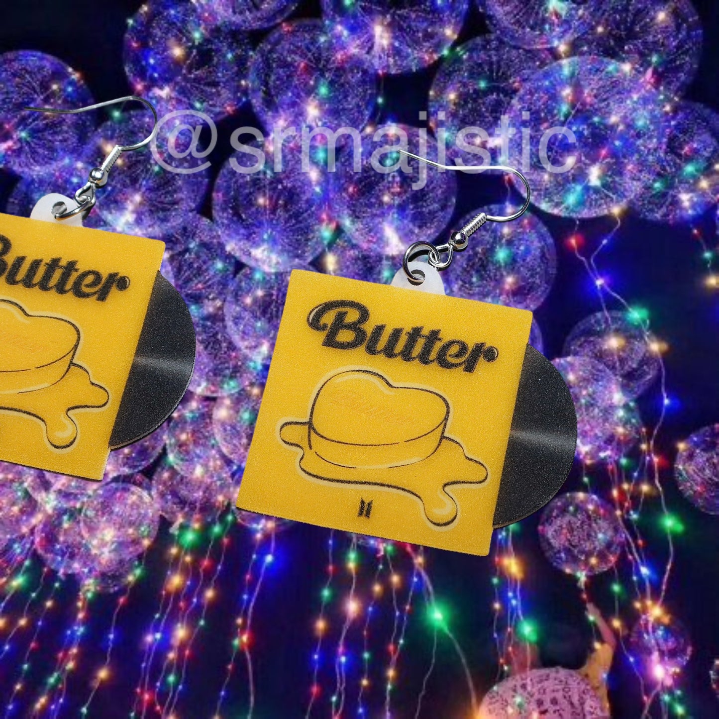 BTS Butter Vinyl Single Handmade Earrings!