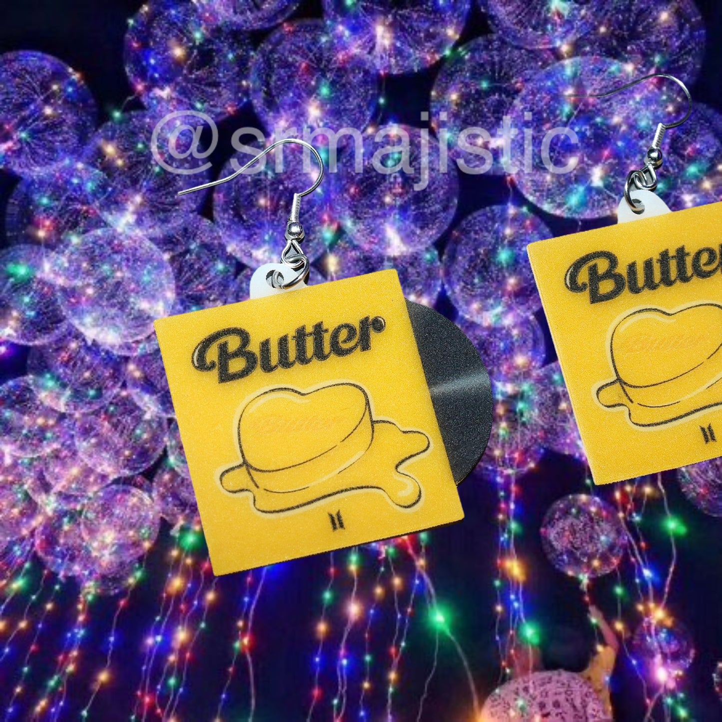 BTS Butter Vinyl Single Handmade Earrings!