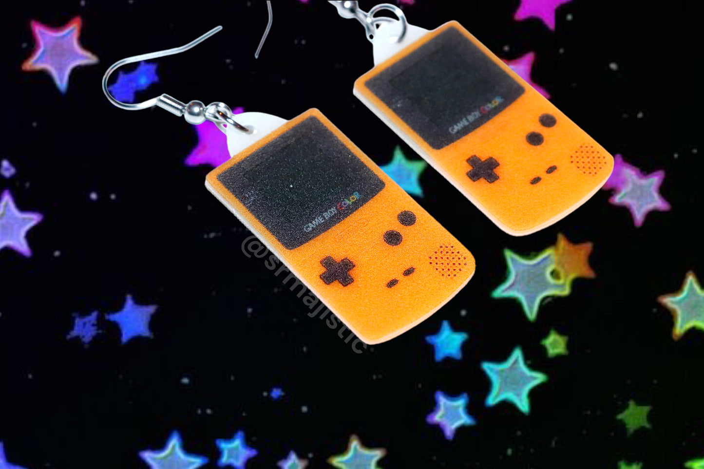 Yellow Game Boy Color Console Retro 2D Handmade Earrings!