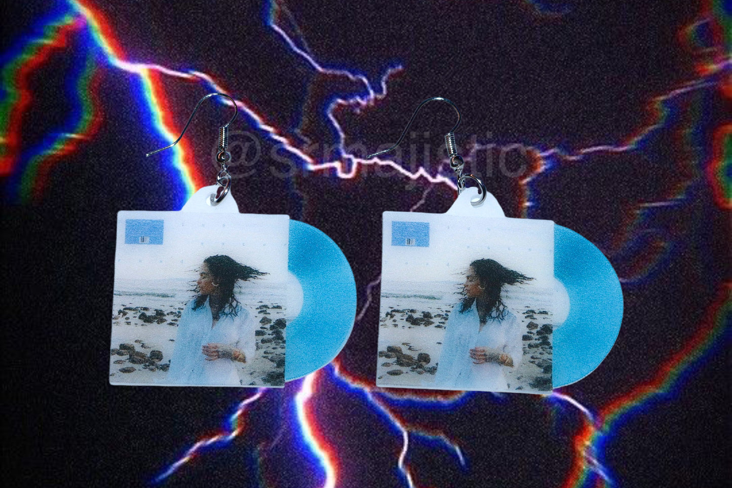 Kehlani Blue Water Road Vinyl Handmade Earrings!